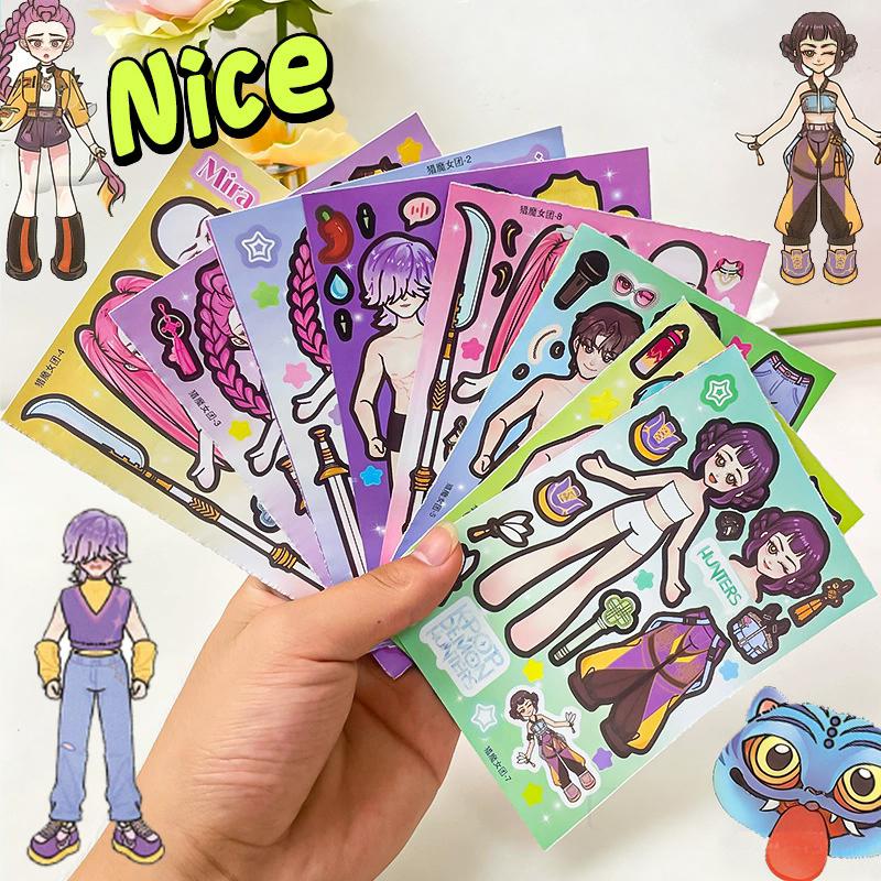 Demœ Hunters DIY Stickers Set Puzzle Face Changing Stickers Kpop DIY Phone Laptop Luggage Skateboard Graffiti Decals Kids Gift