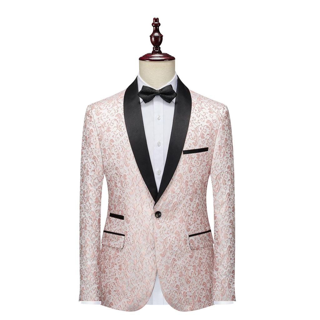 Мужской многоцветный приталенный жаккардовый пиджак-смокинг для сцены, свадьбы и банкета