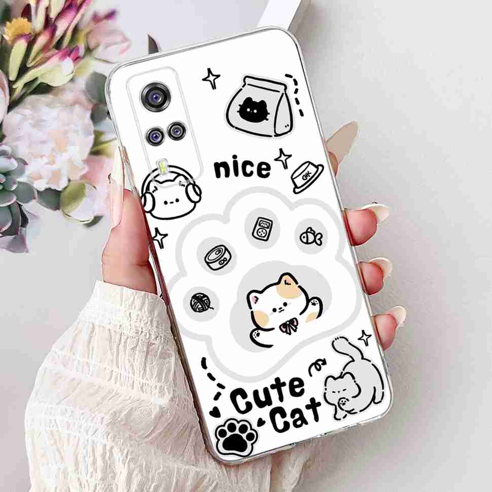 For vivo Y51 V2030 Case Cute Cat Butterfly TPU Soft Silicone Shockproof Cover For Vivo Y51 VIVOY51 6.58" Flowers Phone Cases