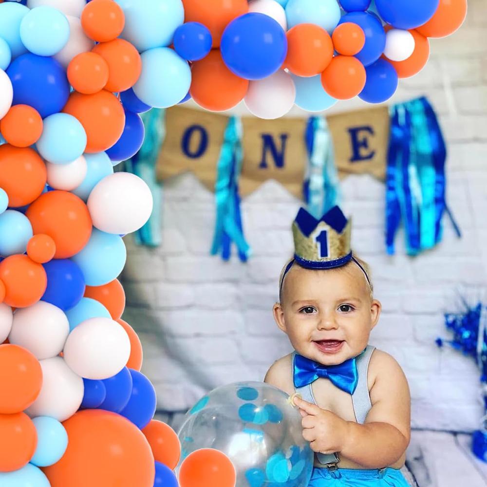 Blue Theme Balloons Arch Kit Orange White Baby Blue Balloon Garland Birthday Party Baby Shower Graduation Retirement Decoration