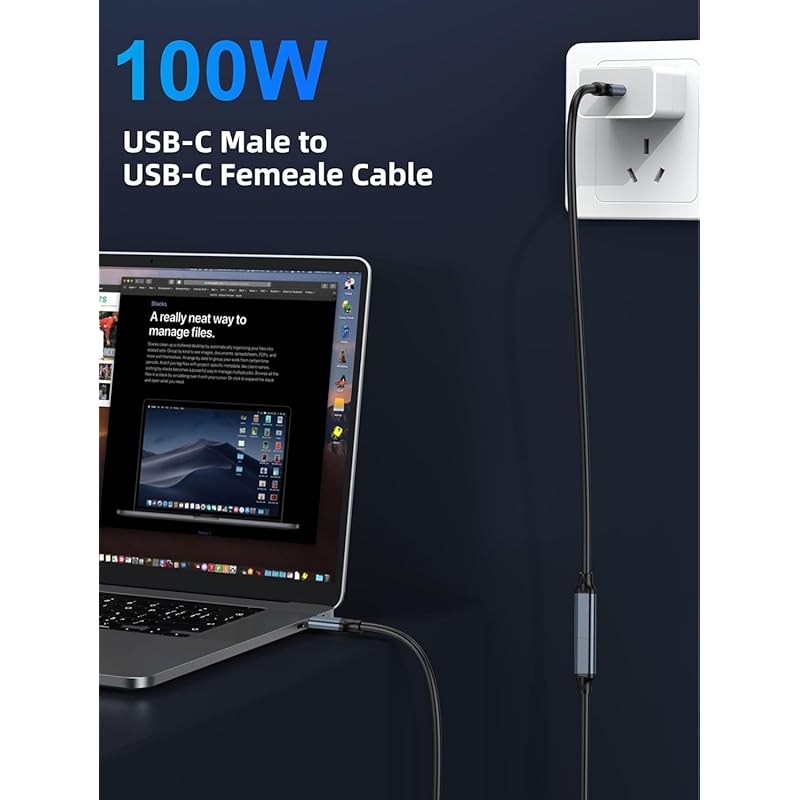 [2025 New Version USB Type-C Extension Cable] C 3.2 Extension Cable PD100W Fast Charging 10Gbps Data Transfer 4K@60Hz Compatible Type C USB-C