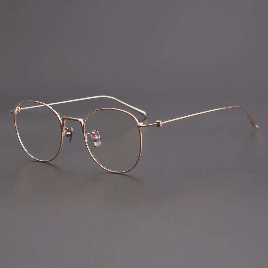 80856 Сверхлегкая круглая оправа для очков из чистого титана — универсальный двухцветный дизайн для мужчин и женщин, идеально подходит для крупных лиц