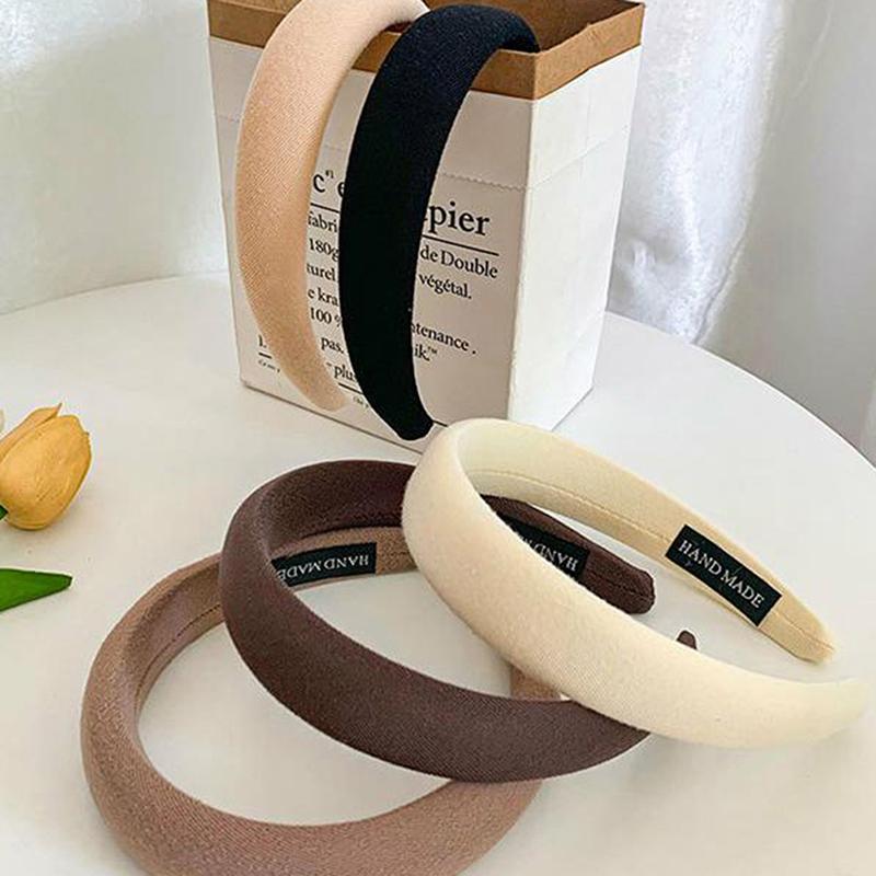 Мягкие повязки на голову, женские толстые бархатные обручи для волос, повязка для волос из губки для девочек