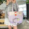 Cartoon Women's Shoulder Bag Contrast Color Student Crossbody Bag Large Capacity Tote Bag