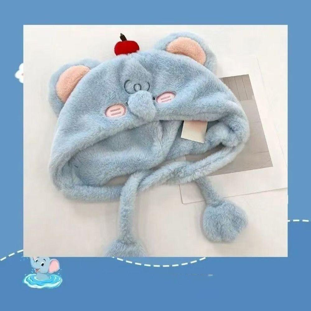 Korean Style Ear Protection Hat Cute Fluffy Beanie Hat Fashion Elephant Warm Hat  Outdoor
