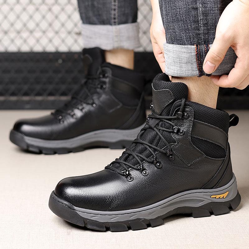 Мужские высокие кожаные зимние ботинки Northeast с меховой подкладкой, нескользящие и теплые для использования на открытом воздухе