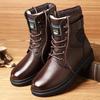 Men's High Top Leather Martin Boots - Cowhide, Winter Plus Velvet, Non-Slip, Thick Warm Cotton, Snow Work Boots