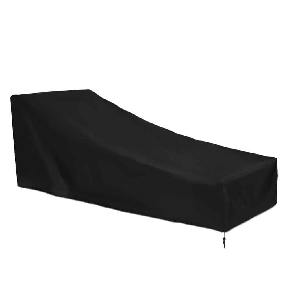 Oxford cloth Chaise Lounge Chair Cover Dust-Proof Black Waterproof Chaise Lounge Cover Folding Outdoor Chaise Lounge Cover