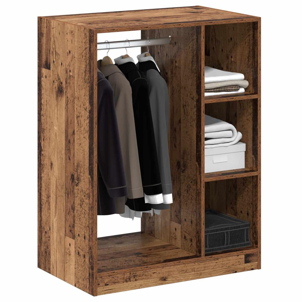 Wardrobe with Shelf and Storage Reclaimed Wood Look 77 x 48 x 102 cm