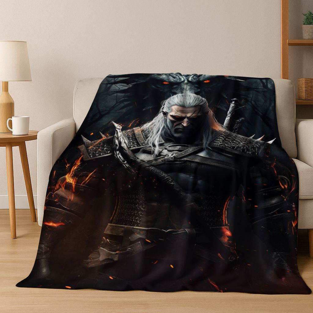 3D The W-Witcher Геральт Игры Мультяшное Фланелевое Одеяло, Теплое и Уютное Мягкое Плед для Дома Спальни Кровати Дивана Покрытие Детский Подарок