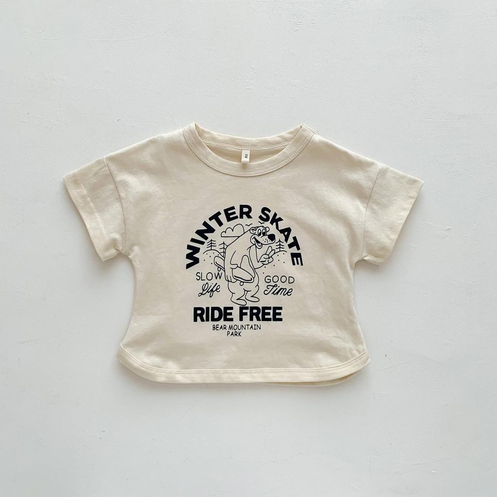 Детская повседневная футболка для мальчиков с милым принтом из мультфильма, хлопковая футболка, летний пуловер для девочек, топы, универсальная нижняя рубашка