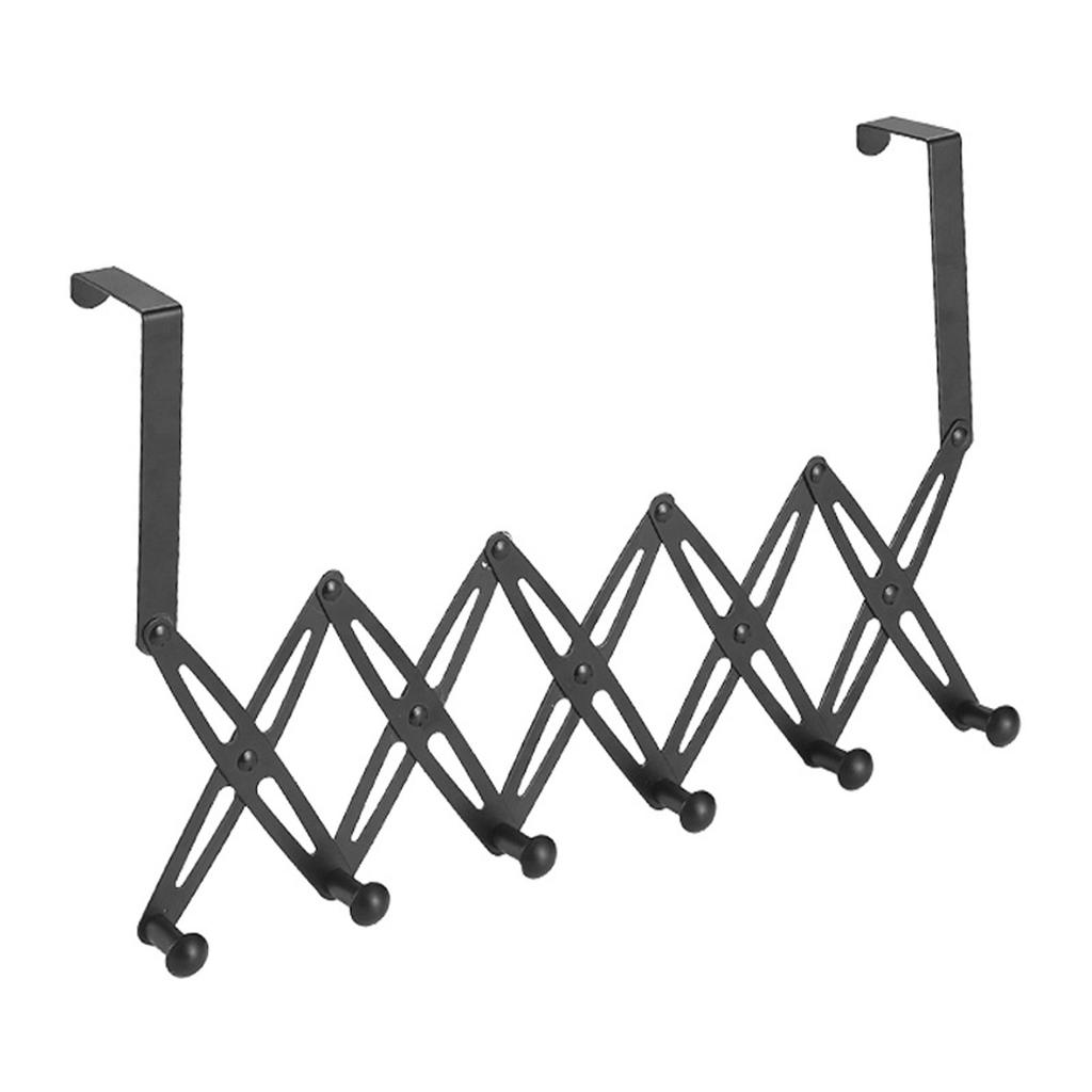 Наддверные крючки, раздвижная вешалка из нержавеющей стали для спальни, 6 вешалок, черная