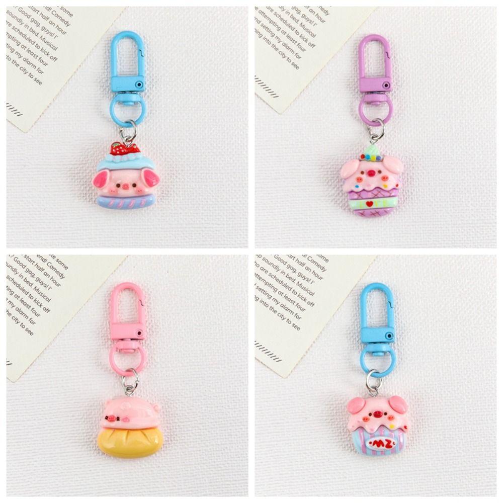 Resin Piggy Doll Keychain Creative Cartoon Doll Pendant Portable Pig Car Key Hanger Gift
