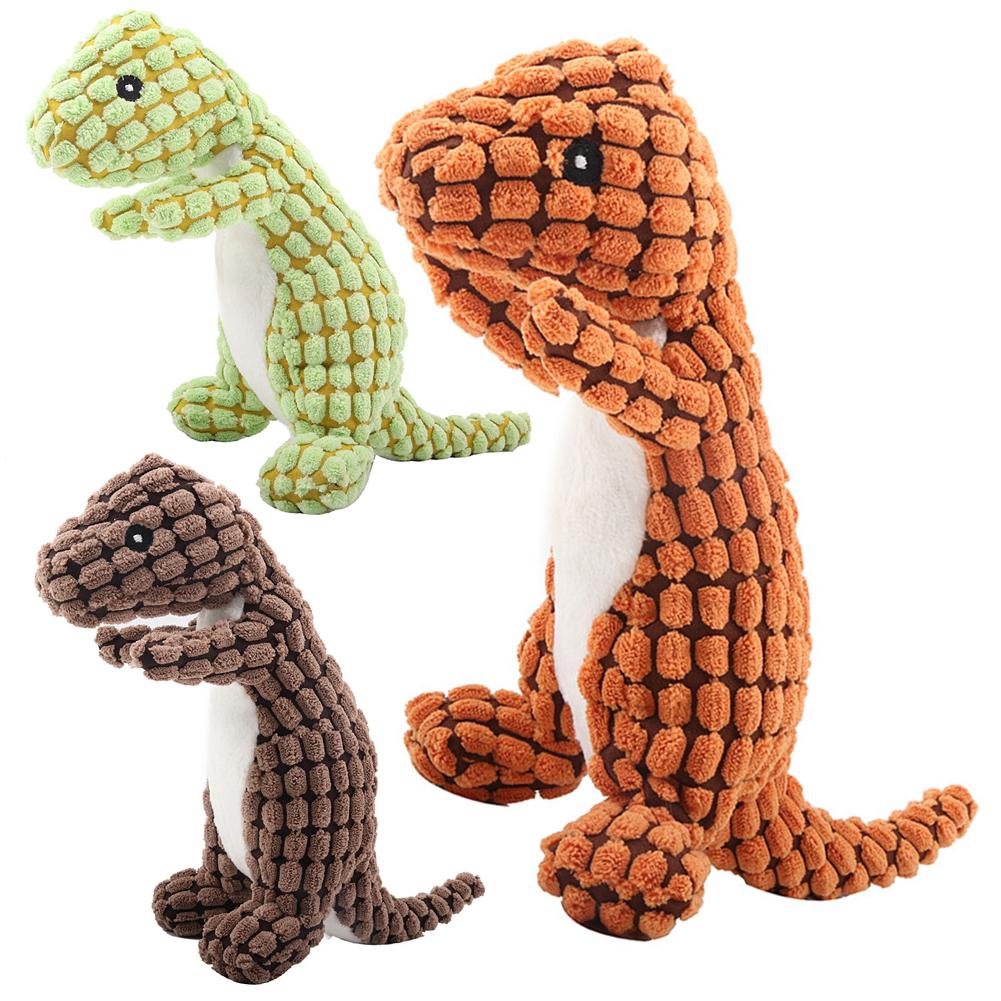 Indestructible Robust Dino Cute Squeaky Dog Toy Unbreakable Stuffed Plush Dog Toy Soft Pet Plush Toy for Aggressive Chewers