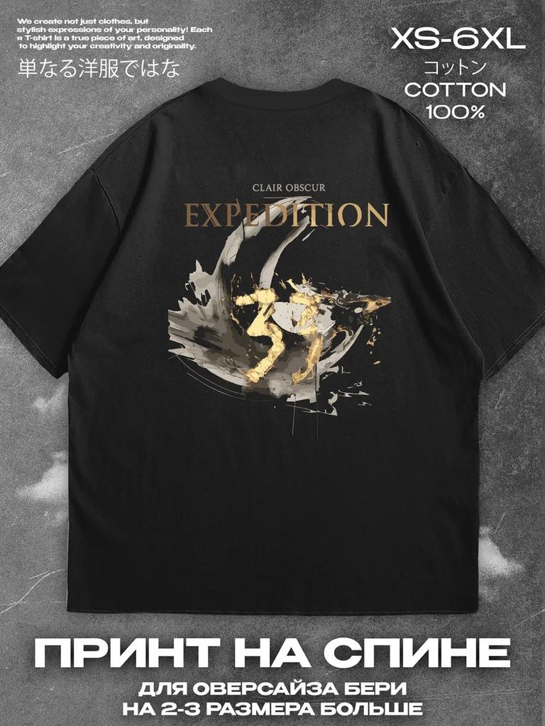 Футболка Expedition 33 черная, принт на спине Мужская футболка Женские футболки с принтом букв Футболка с короткими рукавами Повседневная уличная футболка Топ