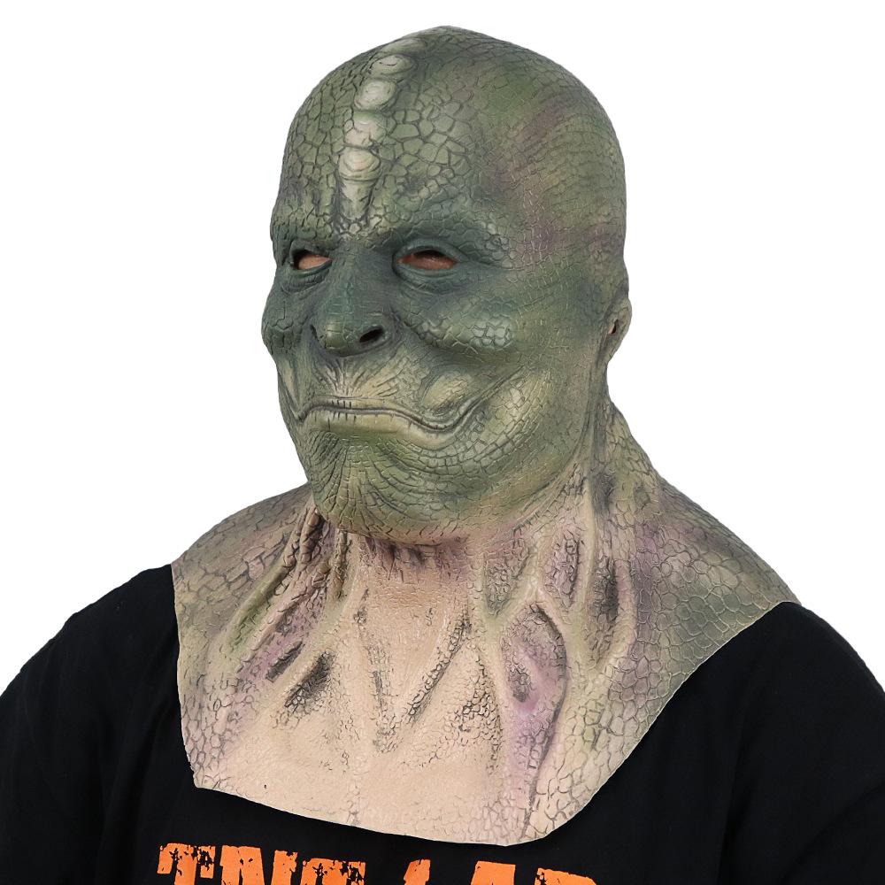 Horror monster dinosaur devil mask Realistic Snake Demon Lizard Man Headgear Funny performance by men and women at a dance party bar