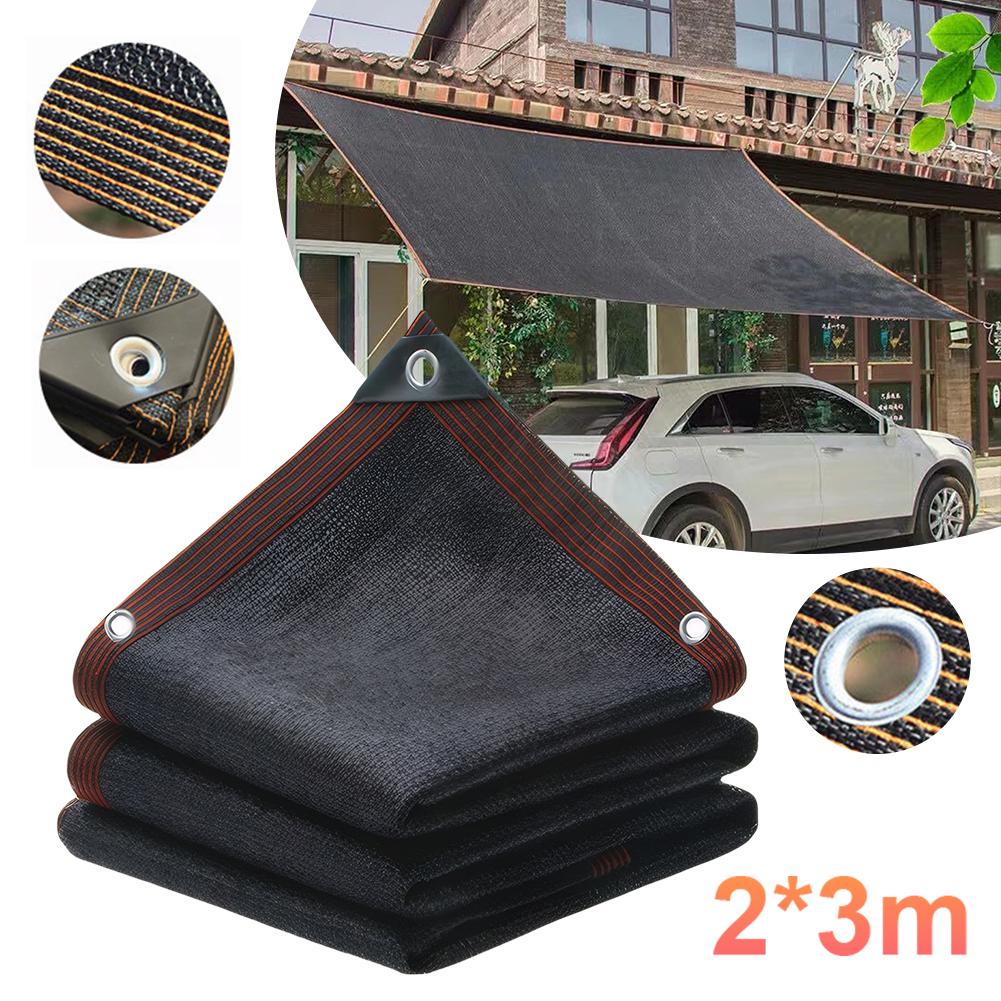 Garden Black Sunshade Net with Grommets Sun Shader Sail - HDPE Mesh Fabric for Greenhouses, Patios, Plants, Gazebos & Porches
