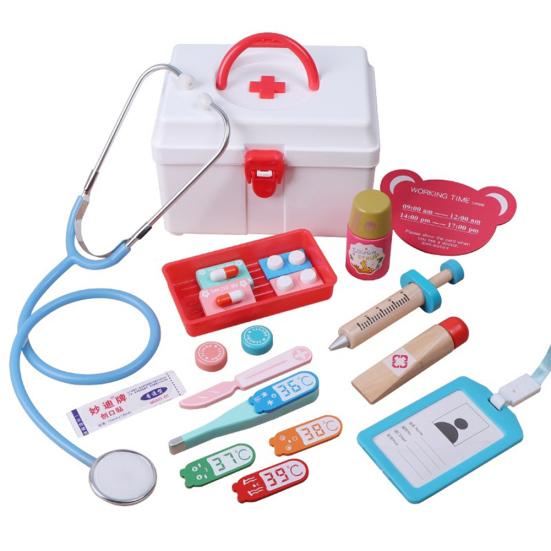 Pretend Play Toy 13 Pieces/Set Of Wooden Pretend To Act As Doctor's Medical Kit Tool Education Toys For Children