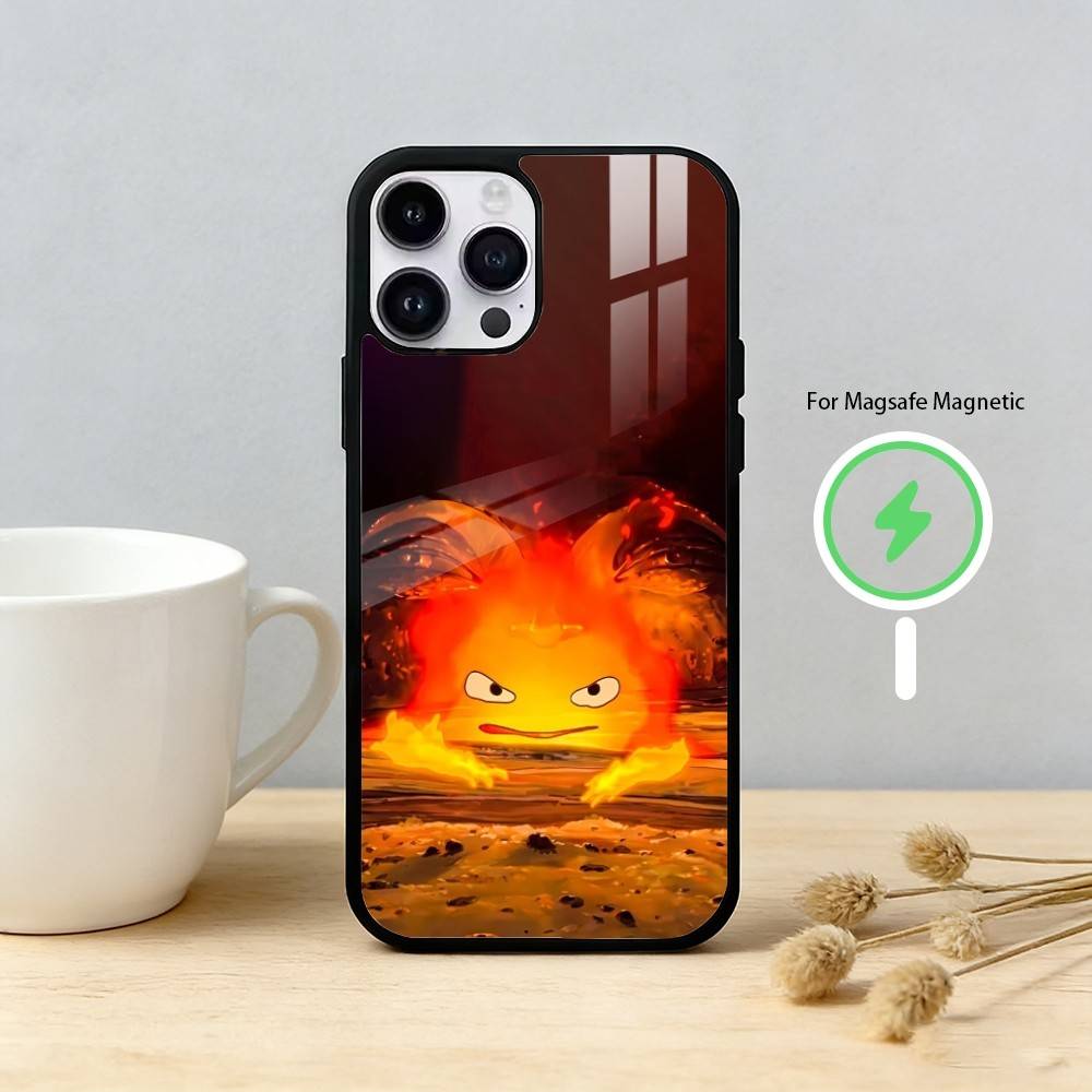 Аниме C-Calcifer-ES Милый чехол для телефона для iPhone 17/16/15/14/13/12/Plus/Pro/Max для магнитной беспроводной зарядки