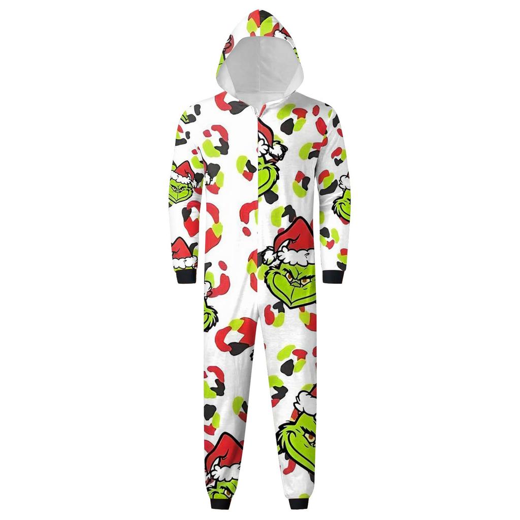 Домашняя одежда для родителей и детей с капюшоном и застежкой-молнией с принтом «Рождество»