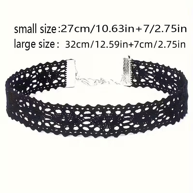 Black Lace Chokers Necklace Set Vintage Gothic Punk Elastic Necklace Women'S Jewelry Adult/Child Size