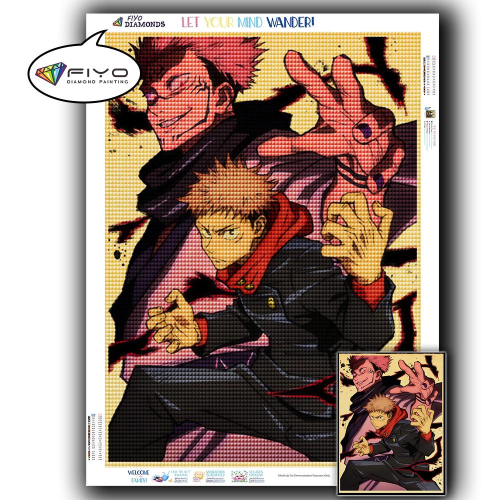 5D DIY Алмазная вышивка Аниме Дзюдзюцу Кайсен Картина Стразы Алмазная живопись Бумага Винтаж Плакат Алмазная мозаика Рукоделие Домашний декор