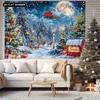 2D flat, 1 reusable winter Christmas snow background banner - holiday snow forest scene