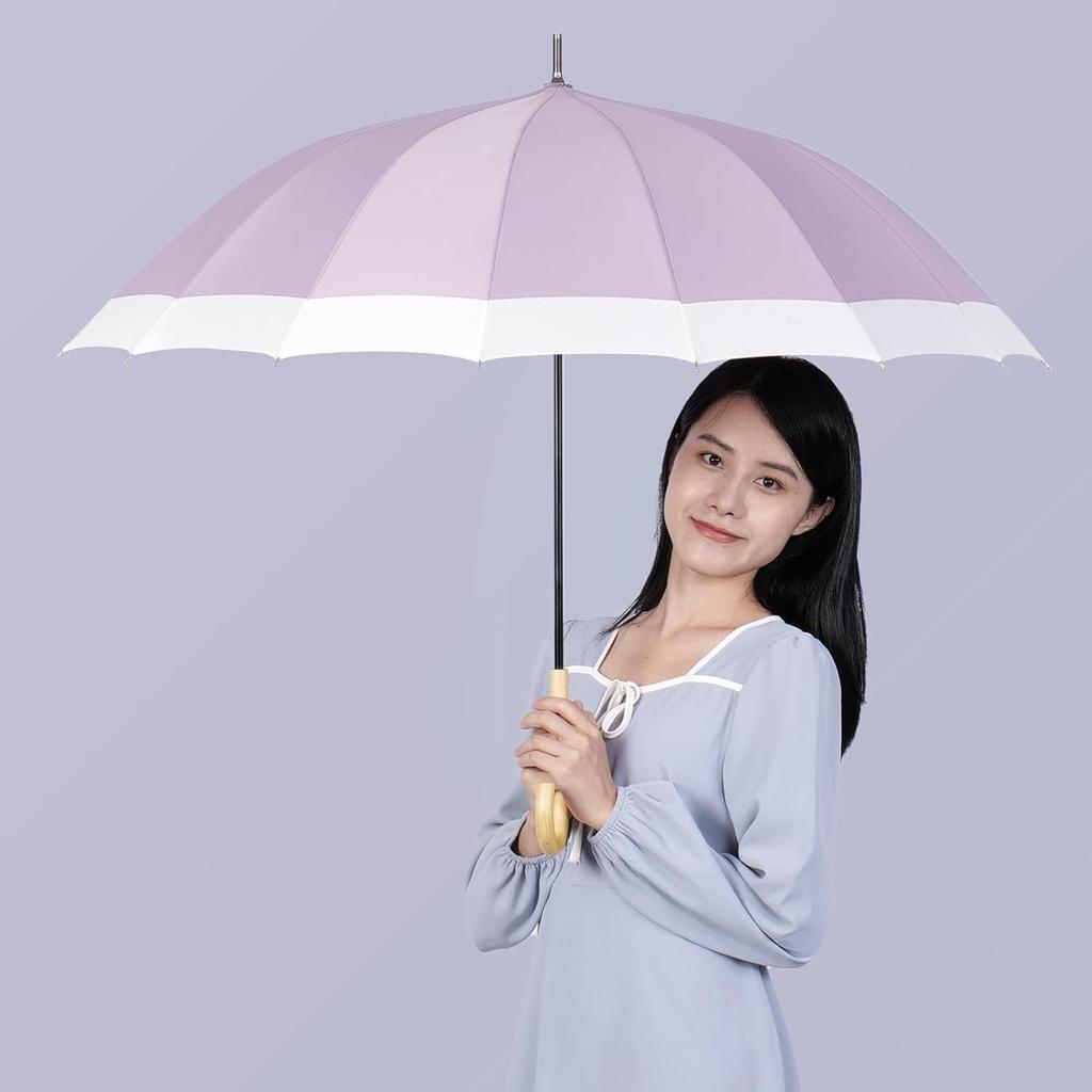 MasterUmbrella Rain Long 16 Rib И солнечный, и дождливый, легкий и жаркий, фиолетовый, высокопрочный стеклянный зонт Typhoon, автоматически защищающий от дождей,