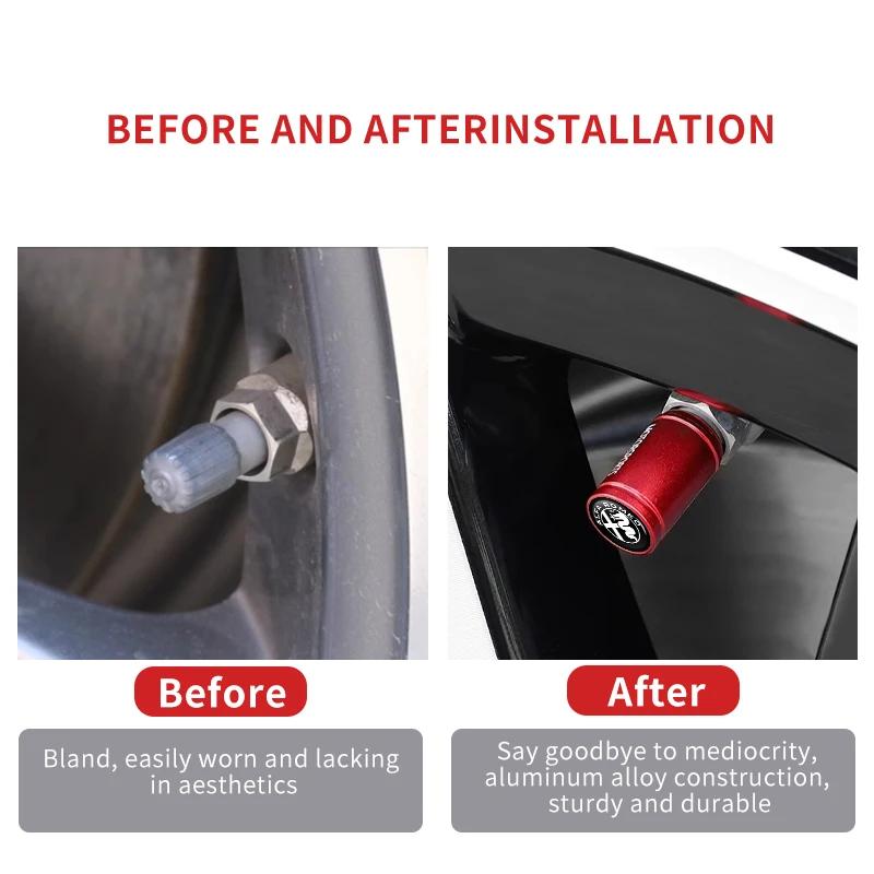Car Stickers For Alfa Romeo 4PCS Car Wheel Tire Valve Caps Tyre Rim Stem Dustproof Covers For Alfa Romeo 159 Giulietta Giulia 14
