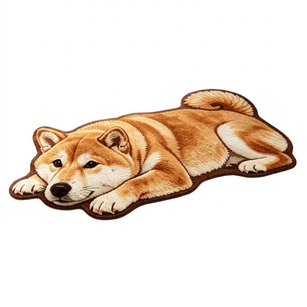 Non-Slip Dog-Shaped Rug Soft Bedroom Bedside Mat Fun Cartoon Animal Carpet Home Decoration