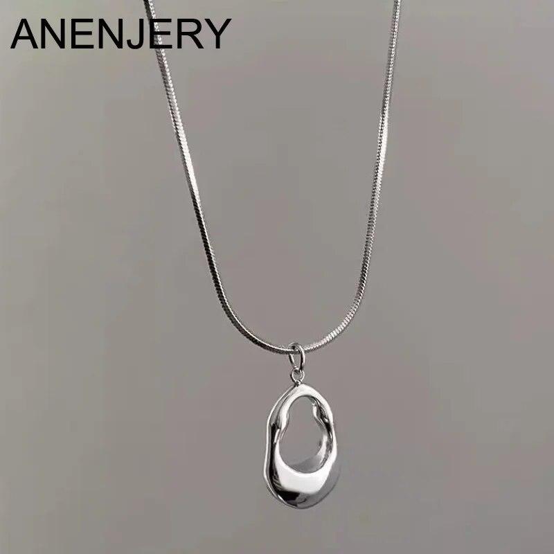 ANENJERY Ожерелье с полыми каплями воды для женщин, квадратная минималистичная цепочка на ключицу для девочек, ювелирные изделия