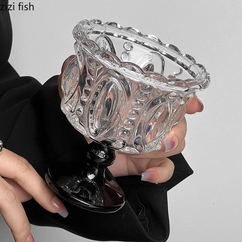 Хрустальный стакан с высокой ножкой Стаканчики для мороженого Десертный стакан Бокал Чашки для напитков Десертная чаша Бокал для вина Питьевые стаканы