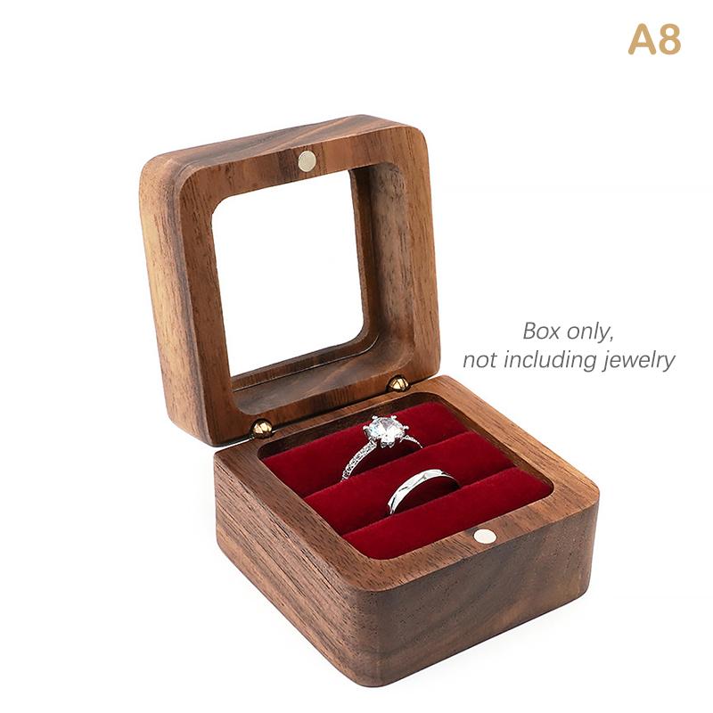 Шкатулка для ювелирных изделий из цельного дерева грецкого ореха, шкатулка для обручальных колец, маленькая настольная для хранения ювелирных изделий