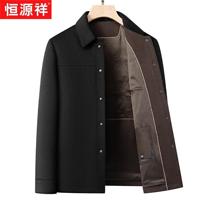 Hengyuanxiang Мужское толстое пальто с лацканами из смесовой кашемировой шерсти