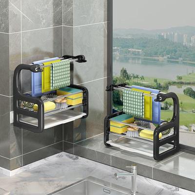 Кухонная стойка для сушки тряпок, настенная, без перфорации, настольная стойка для сушки губок, подставка для тряпок для мытья посуды, хранение