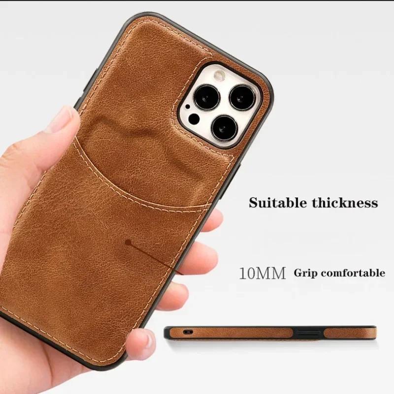 Luxury Leather Case For iPhone 16 Pro Max 17 16E 15 14 13 12 Mini 11 Pro XR X XS Max 7 8 Plus SE 3 Card Slot Mobile Phone Cover