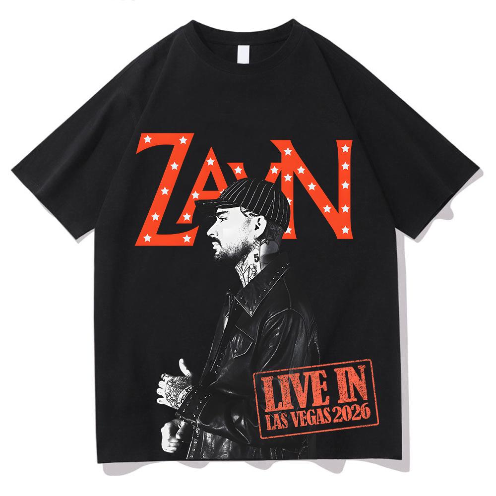Zayn Vegas Красная футболка с логотипом Zayn Malik Графическая одежда Хлопок высокого качества Удобная футболка Женская Мужская Короткий рукав Аниме футболка Футболка с логотипом группы летний Топ