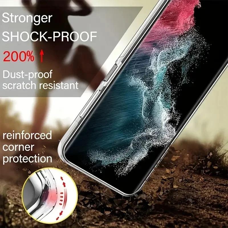 Прозрачный чехол-бампер 360° для Samsung Galaxy S26 S25 Ultra S24 S23 S22 S21 Прозрачная задняя крышка