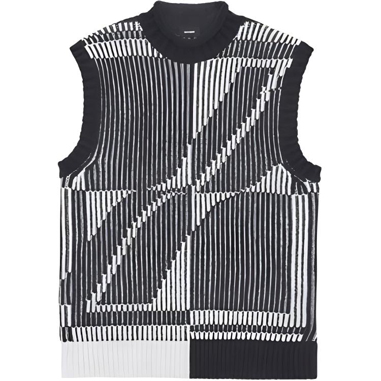 We11done Magnified Logo Jacquard Vest Black Unisex Outerwear WD-KV3-21-656-U-BK