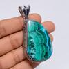 Beautiful Top Grade Qualite 100% Natural Malachite Chrysocolla Fancy Shape Vintage Handmade Jewelry 925 Steling Silver Pendant 2.4" WSJ-4832