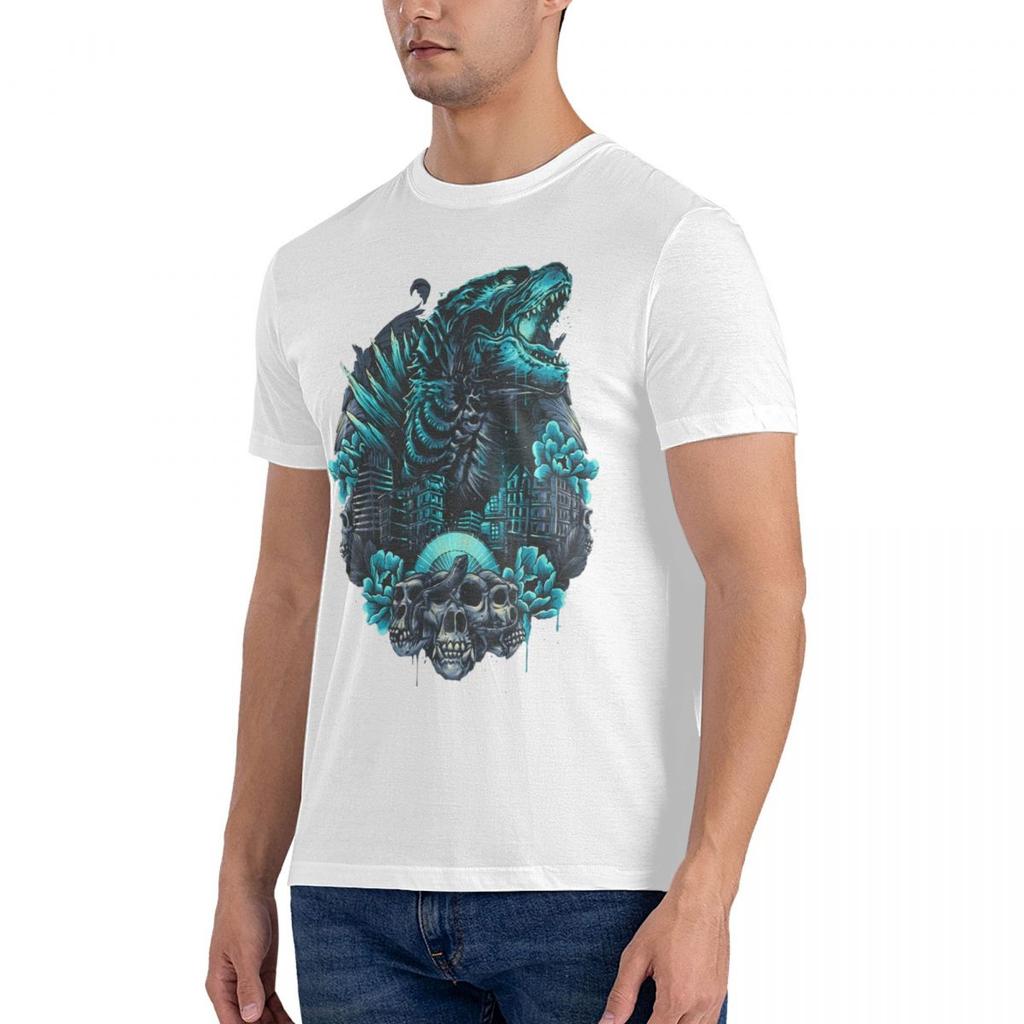Godzillaed Rise From The Depths T-Shirt Men Round Neck Cotton T Shirts Short Sleeve Tops Printed Clothing