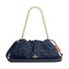 COACH Faye 38 Classic Presbyopia Brand Gold Logo Drawstring Closure Detachable Shoulder Strap Denim Handbag Large Women's Indigo