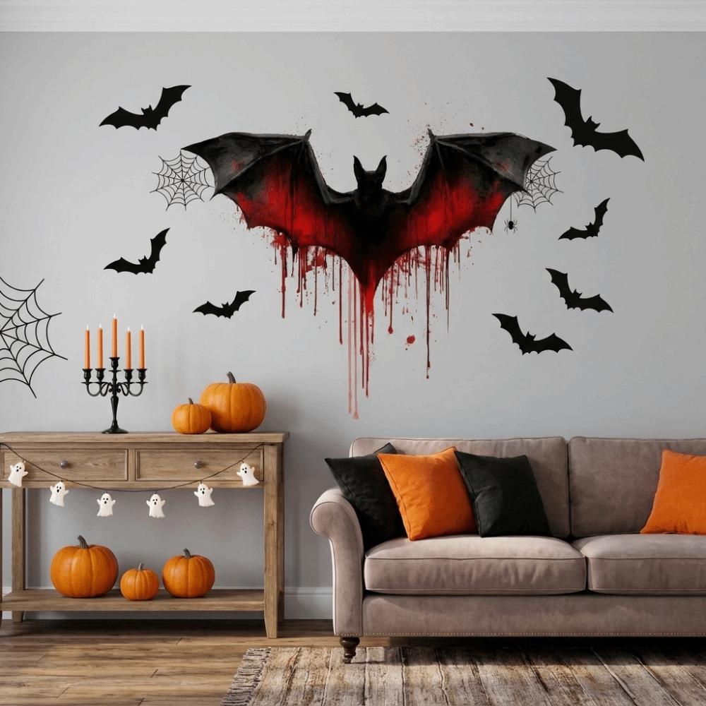 Self-Adhesive Halloween Bloody Bat Wall Decoration PVC Door Sticker Wall Surface