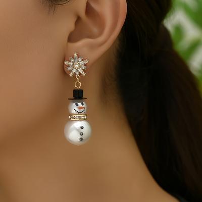 Стильные рождественские серьги-снежинки с кисточками и красочным принтом снеговика, для подростка