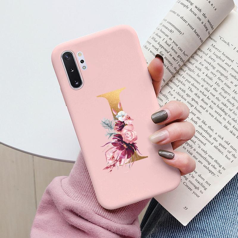 Чехол для Samsung Galaxy Note 10 Note10 Plus Цветок Золотая Буква A Z Ударопрочный Мягкий Силиконовый Чехол для Телефона Для Samsung Note 10+ Сумка