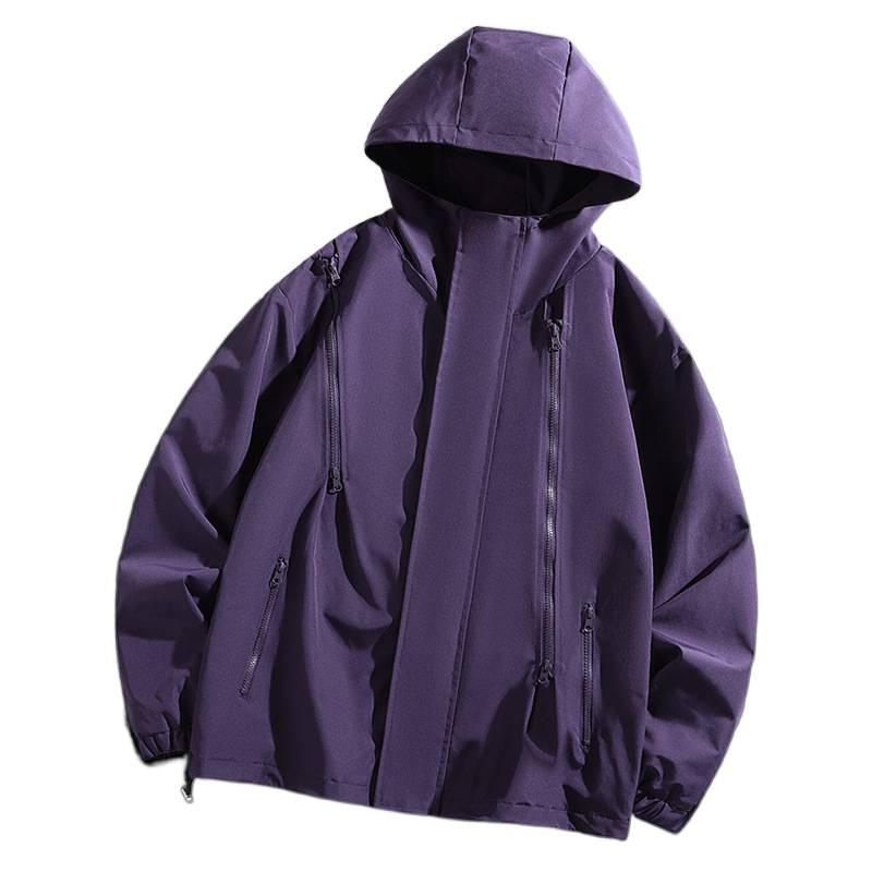 Outdoor Jacket Functional Twill Zipper Hooded Solid Color Men's Trench Coat Autumn Couples Jacket Mountaineering Suit