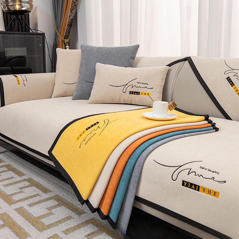 Modern Minimalist Chenille Sofa Cushion Four Seasons Universal Heavy Weight Cover Cloth Non-Slip Sofa Cover Advanced Cushion
