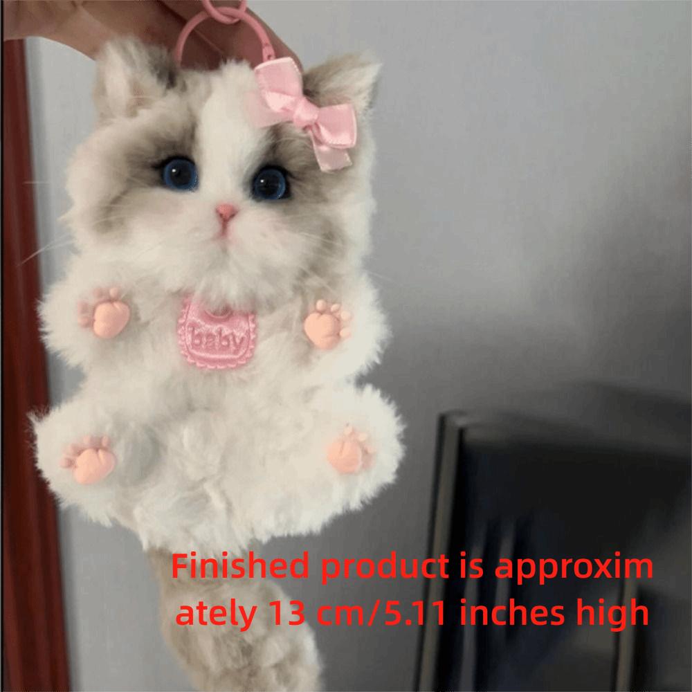 Kawaii Twisty Stick Little Cat Pendant Plush Kitten Pendant Material Package Girls Children Toys