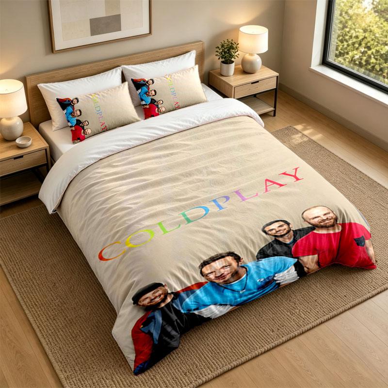 3Pcs Bedding SetColdplay Soft Bed Sheet and Two Pillowcases Home Bedroom Decor