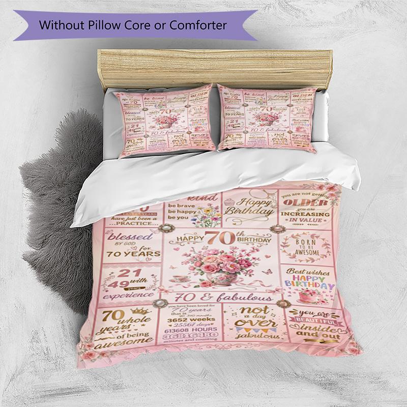 Vintage Celebration 3‑Piece Bedding Set,Soft Breathable Duvet Cover & 21 Pillowcases,Multi‑Purpose for Bedroom Dorm Guest Room,Great Festival Birthday